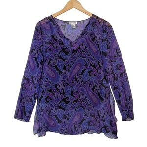 Allison Taylor Womens Medium Silk Paisley Blouse Boho Flowy Whimsigoth